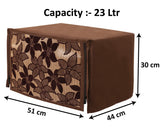 Heart Home Velvet Flower Printed Microwave Oven Cover,23 LTR. (Brown)-HS43HEARTH26059